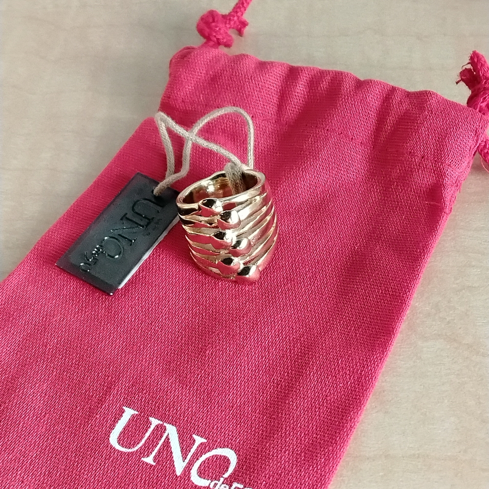 New With Tags UNO de 50 Silver Multi-Band Ring